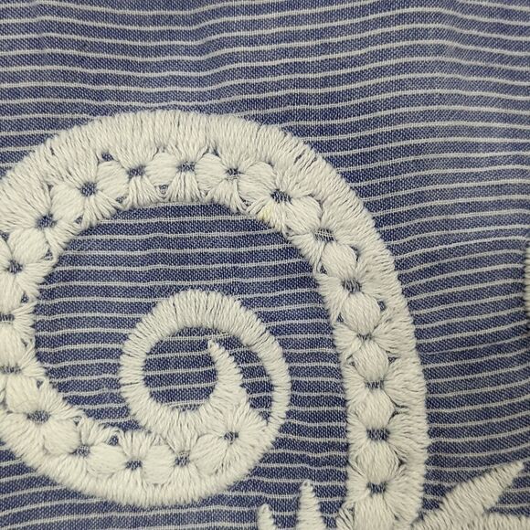 Talbots Blue Striped Embroidered Sleeveless Chambray Top Women's Small - Picture 5 of 7